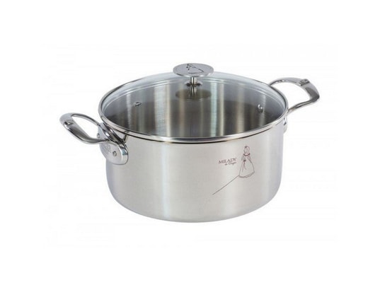 Faitout haut en inox avec couvercle Acero 28 cm AMBITION