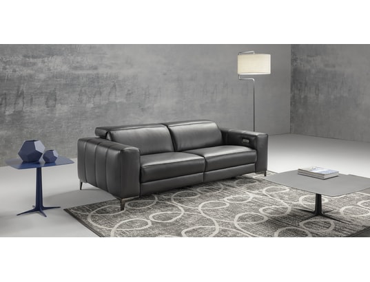 Canapé 3 Places Cuir Beige Château D'AX – Relax Mécanique 206 Cm