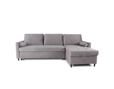 Canapé d'angle convertible réversible claudio en velours gris INTENSEDECO 
