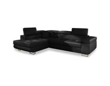 Canapé d'angle gauche convertible marius simili noir INTENSEDECO 