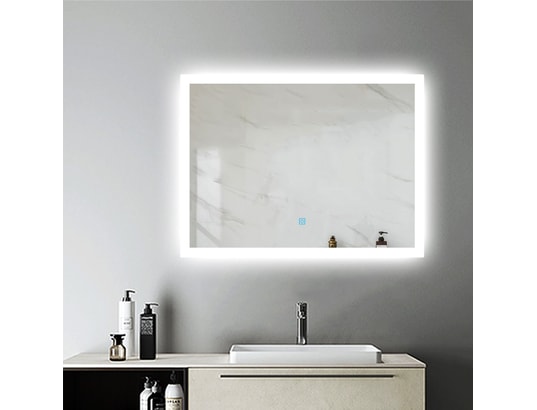 Miroir De Salle De Bain LED Moderne BERLIN - Bluetooth, Horloge - Fixation Murale - Neuf - Argenté