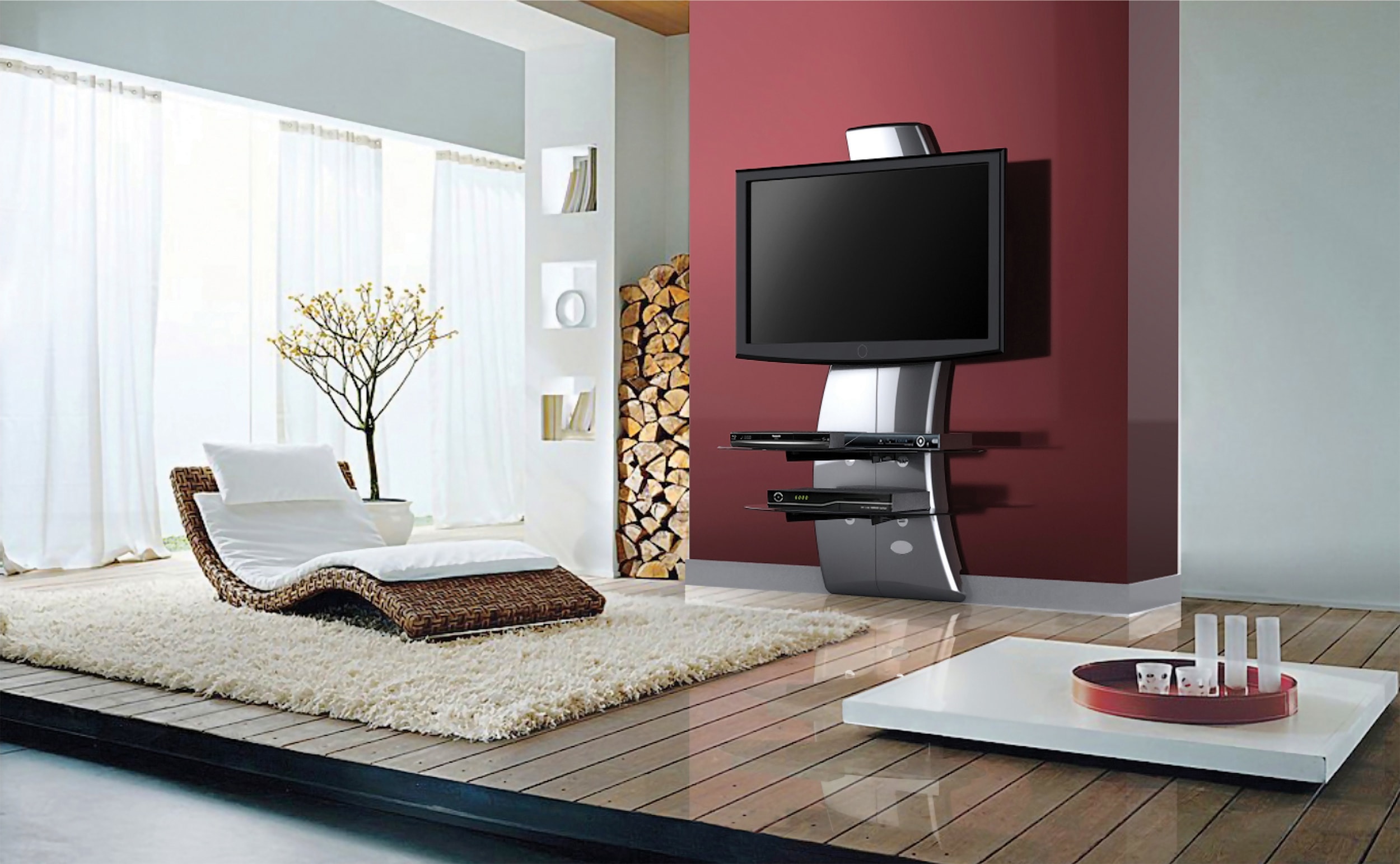 Support mural TV Ghost Design 2000 noir mat