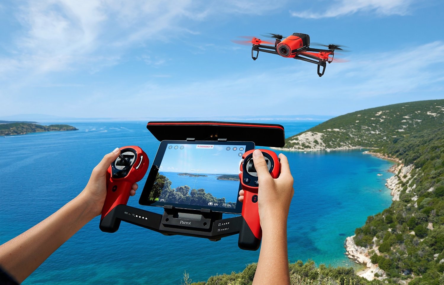 Drone PARROT BeBop Drone rouge + Skycontroller Pas Cher - UBALDI.com