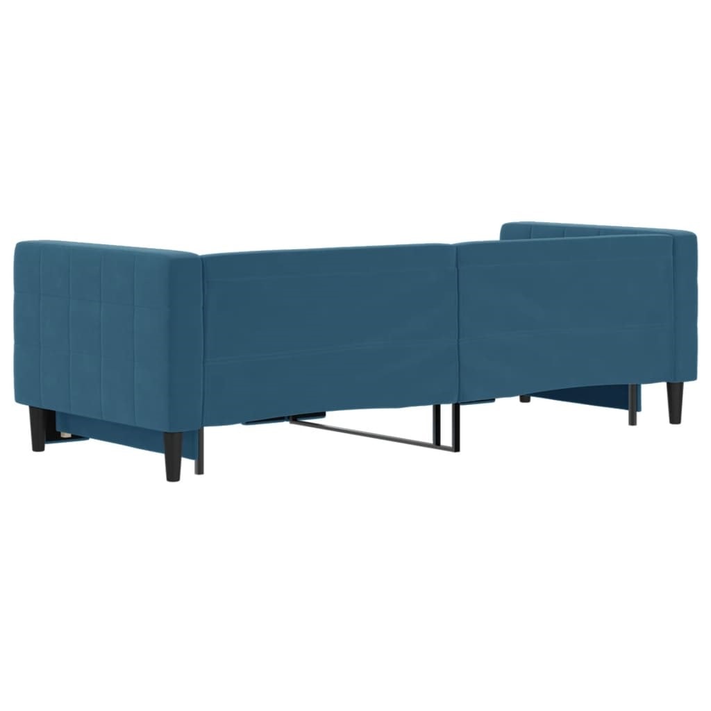 Lit de jour avec lit gigogne - MOTHINESSTO - Bleu - 80x200 cm - Velours