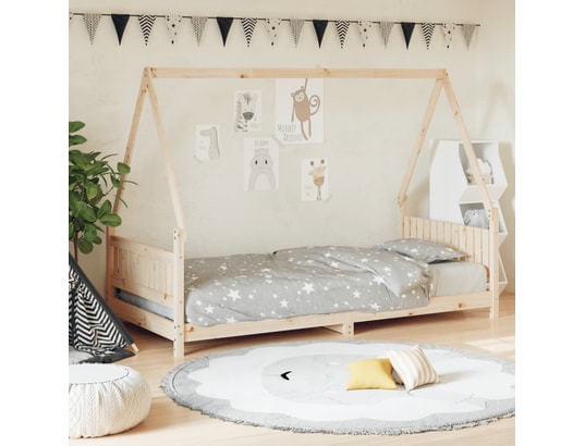 vidaXL Canapé-lit avec matelas Bois de pin massif Gris 90x200 cm - Canapé- lit