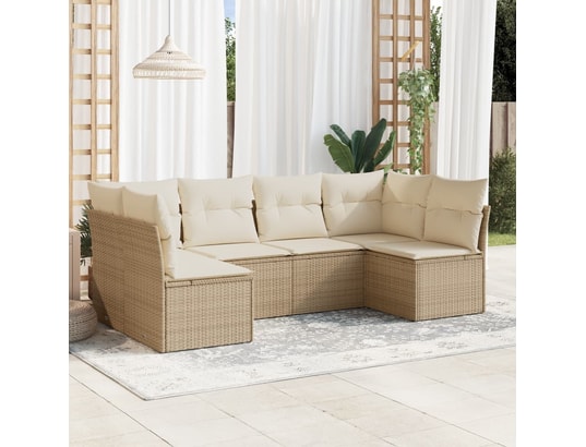 Salon De Jardin 4 Pièces VidaXL – Résine Tressée Beige – Coussins Inclus – Neuf