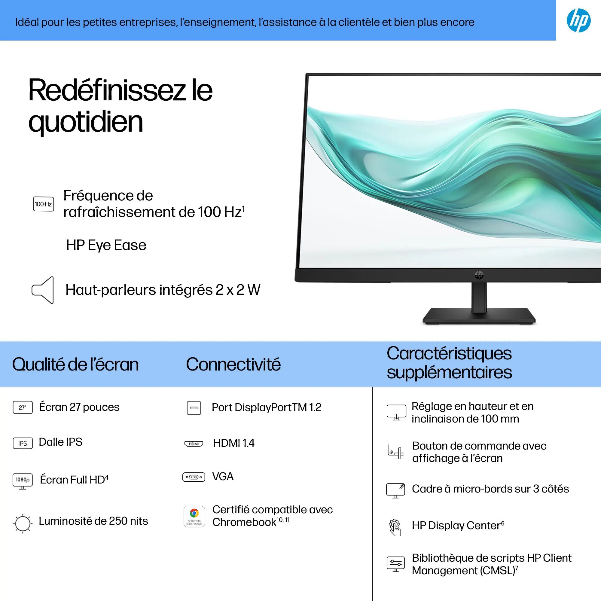 HP Pro 327ph - Ecran 27 pouces Full HD Pas Cher
