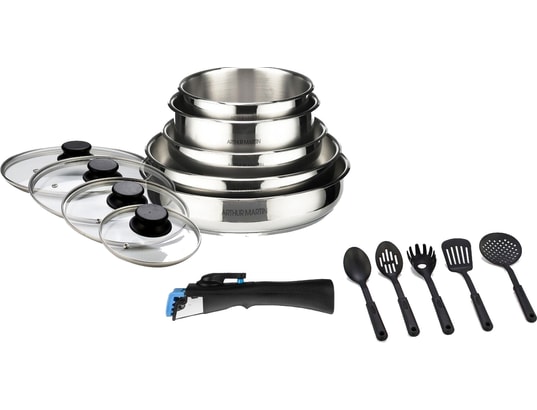 Ensemble de casseroles en acier inoxydable - 16 pièces - Silver Swiss Line